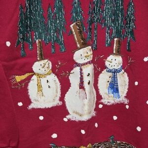 Red Women's Holiday sweatshirt, 14W-16W, Snowmen Design, Holiday Time Brand